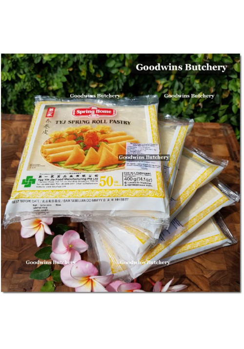Pastry frozen SKIN SPRING ROLL samosa kulit lumpia TYJ Spring Home Singapore 6" 15cm 50 sheets 400g